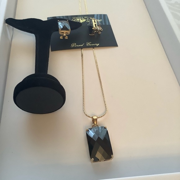 Park Lane Grand Necklace & Earrings Vintage Set Jet Black Cubic Zirconia - Picture 3 of 11